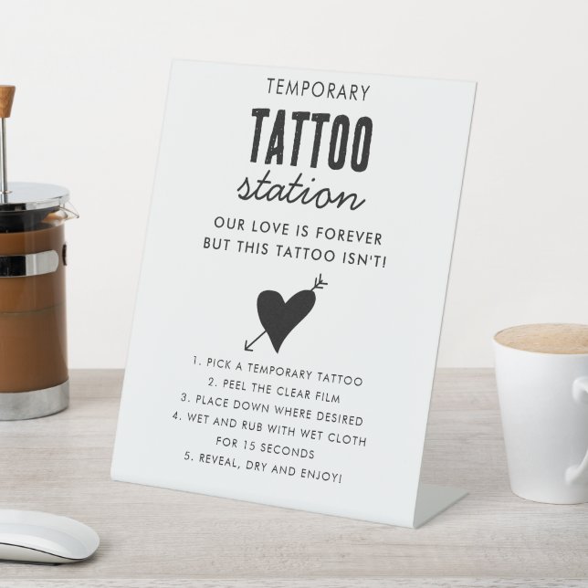 Signe De Table Wedding Temporary Tattoo Station Bar Instruction  (In SItu)