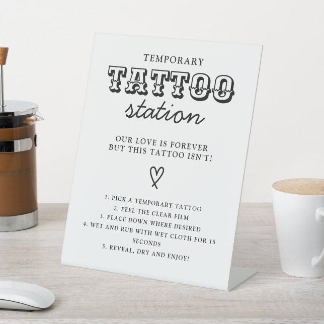 Signe De Table Wedding Temporary Tattoo Station Bar Instruction  (In SItu)
