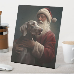 Signe De Table Weimaraner avec Noël Festif du Père Noël
