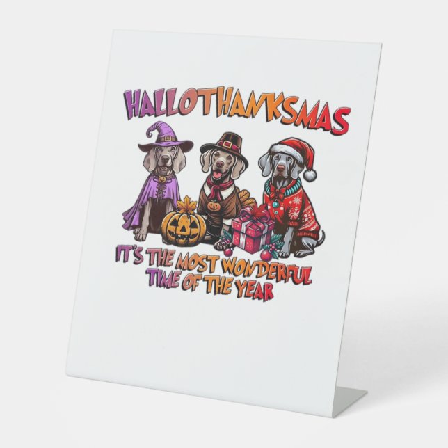 Signe De Table Weimaraner Halloween Thanksgiving Christmas Oversi (Recto)