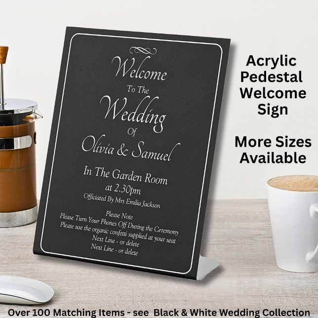 Signe De Table Welcome to the Wedding Black White Infinity Scroll (Créateur téléchargé)