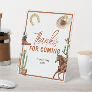 Signe De Table Western Rodeo Boy remercie pour sa venue