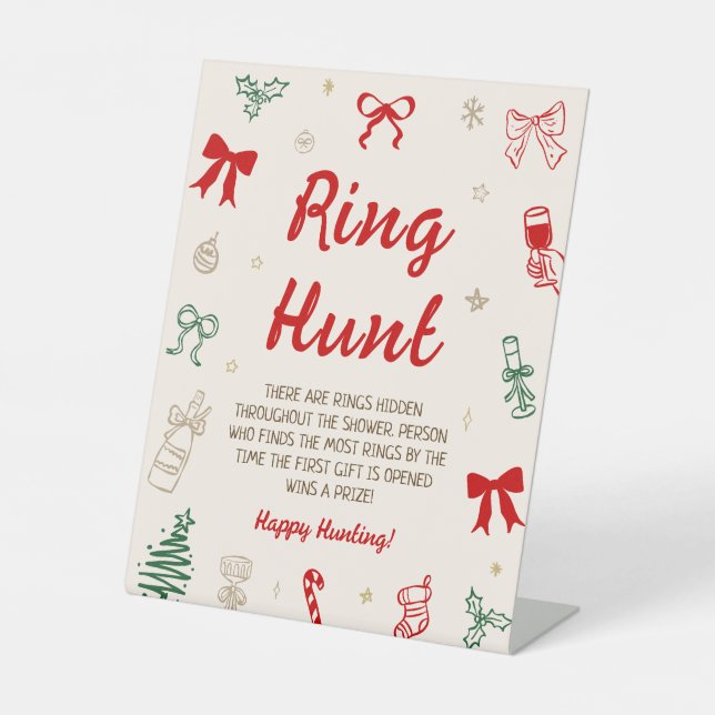 Signe De Table Whimsical Christmas Bridal Shower Ring Hunt Game (Recto)