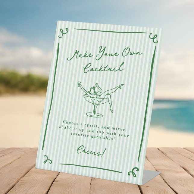 Signe De Table Whimsical Hand Drake Green Cocktail Bar (Créateur téléchargé)