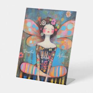 Signe De Table Whimsical Inspirational Fairy Doing Yoga Art