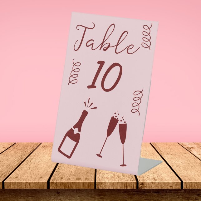 Signe De Table Whimsical Quirky Squiggles Mariage rose (Whimsical Quirky Squiggles Pink Wedding Table Number)