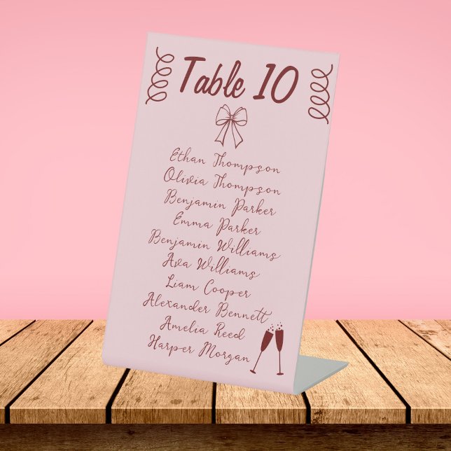Signe De Table Whimsical Quirky Squiggles Mariage rose (Whimsical Quirky Squiggles Pink Wedding Table Number)