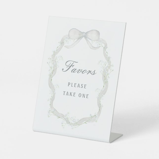 Signe De Table White Ribbon Baby's Breath Favors (Recto)