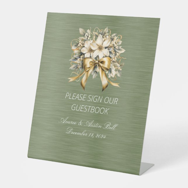 Signe De Table White Winterberry Sign Our Mariage Guestbook (Recto)
