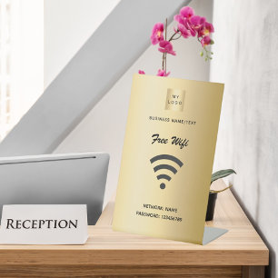 Signe De Table Wifi Internet logo entreprise or