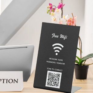 Signe De Table Wifi internet qr code scan pour connecter noir