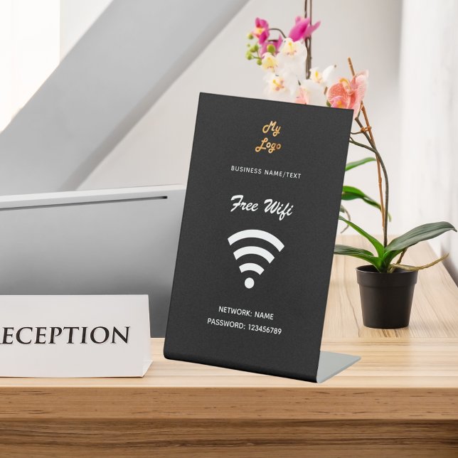 Signe De Table Wifi logo de l'entreprise Internet noir blanc (Créateur téléchargé)