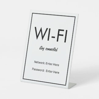 Signe De Table Wifi Network and Password Business Retail