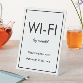Signe De Table Wifi Network and Password Business Retail