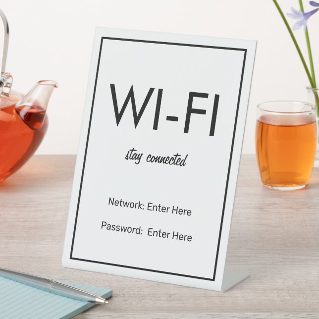 Signe De Table Wifi Network and Password Business Retail (In SItu)