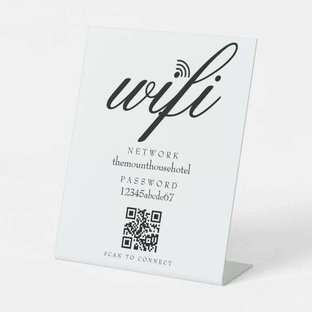 Signe De Table Wifi Network Password QR Code Business Retail (Recto)