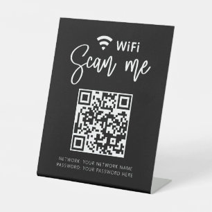 Signe De Table Wifi Network QR Code Black Modern Business