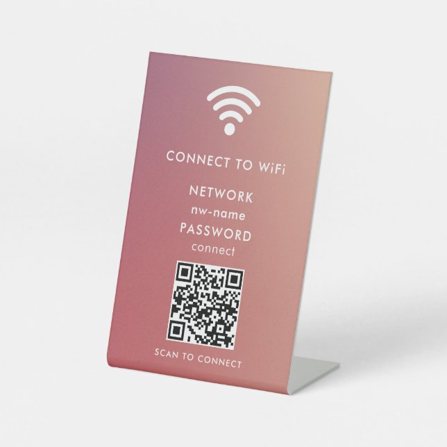 Signe De Table WiFi Network Scan QR Code pour connecter Internet (Recto)