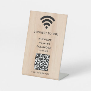 Signe De Table WiFi Network Scan QR Code pour connecter Internet