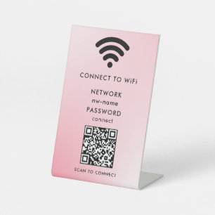 Signe De Table WiFi Network Scan QR Code pour connecter Internet