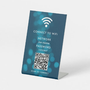 Signe De Table WiFi Network Scan QR Code pour connecter Internet