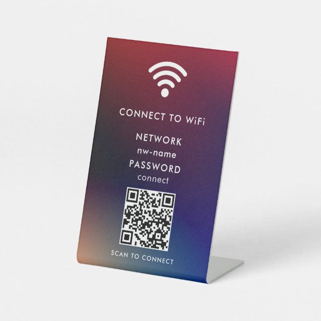 Signe De Table WiFi Network Scan QR Code pour connecter Internet (Recto)