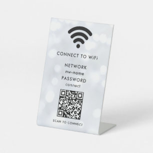 Signe De Table WiFi Network Scan QR Code pour connecter Internet