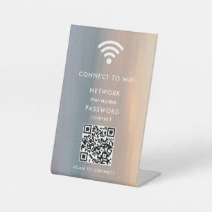 Signe De Table WiFi Network Scan QR Code pour connecter Internet