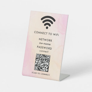 Signe De Table WiFi Network Scan QR Code pour connecter Internet