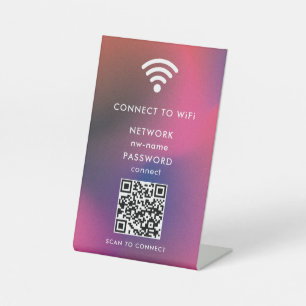Signe De Table WiFi Network Scan QR Code pour connecter Internet