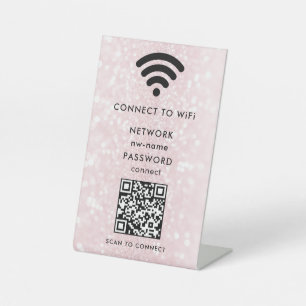 Signe De Table WiFi Network Scan QR Code pour connecter Internet