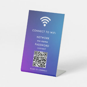 Signe De Table WiFi Network Scan QR Code pour connecter Internet