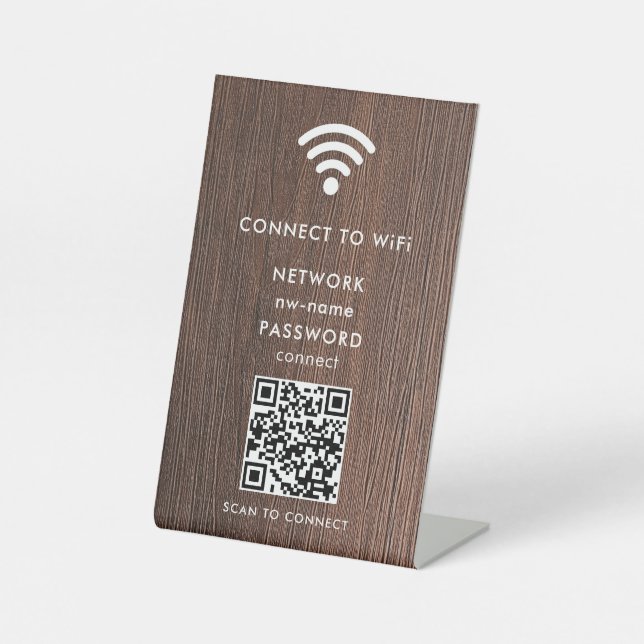 Signe De Table WiFi Network Scan QR Code pour connecter Internet (Recto)