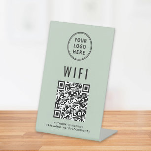 Signe De Table Wifi QR Code Business Logo Scan Sage