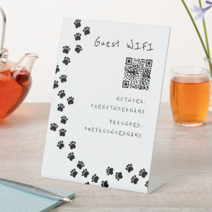 Signe De Table WIFI QR code client chemin de la patte chien