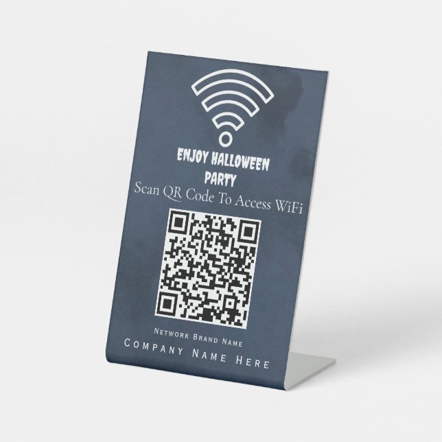 Signe De Table Wifi QR Code Scan Pour Connecter Blue Dark Shado (Recto)