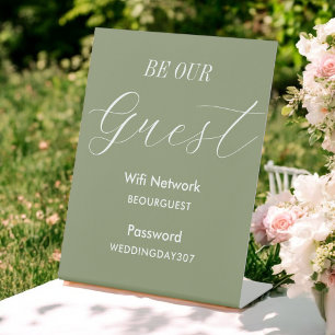 Signe De Table WiFi Sage Green Soyez notre Mariage invité