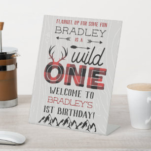Signe De Table Wild One Boys Rustic Plaid Lumberjack 1er annivers