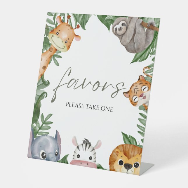 Signe De Table Wild One Safari Animaux Baby shower Privilégier (Recto)