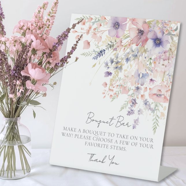 Signe De Table Wildflower Bouquet Flower Bar (Wildflower Bouquet Flower Bar Pedestal Sign)