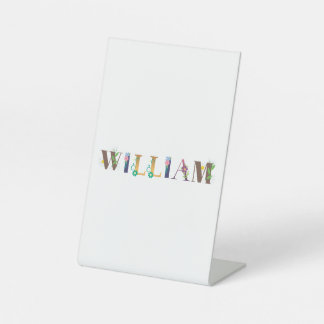 Signe De Table WILLIAM Prénom Élégant brodé