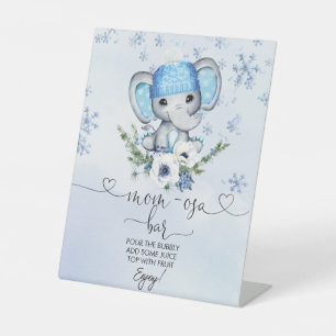 Signe De Table Winter Elephant Baby shower Mom-osa Bar Pedestal S