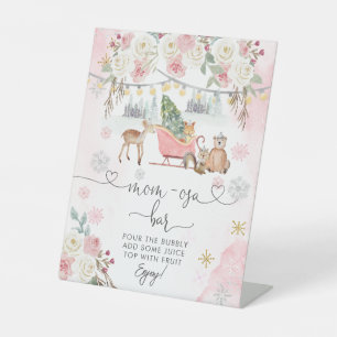 Signe De Table Winter Pink Woodland Animaux Mom-osa Bar