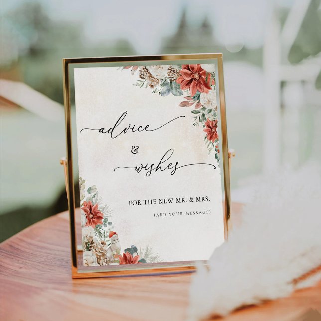 Signe De Table Winter Red Greenery Pinecone Conseils et souhaits (Créateur téléchargé)