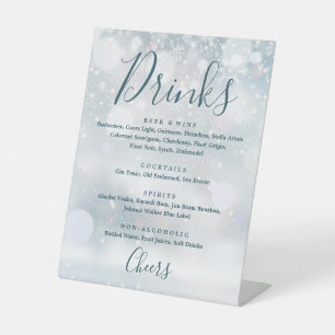 Signe De Table Winter Wonderland Snowflakes Menu des boissons