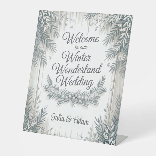 Signe De Table Winter Wonderland Wedding with Calligraphy Text (Recto)