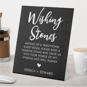 Signe De Table Wishing Stones Livre d'or minimaliste noir blanc