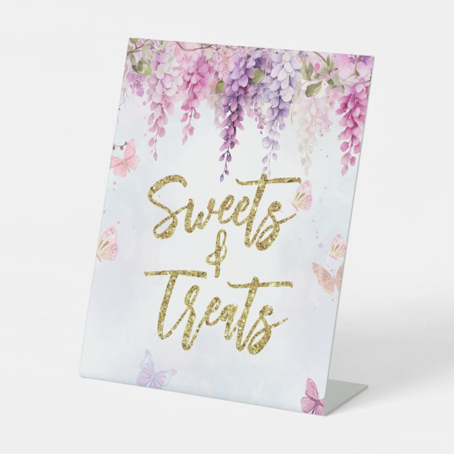 Signe De Table Wisteria Parties scintillant Papillon Anniversaire (Recto)