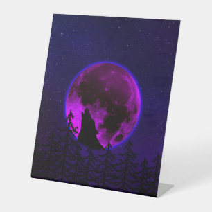 SIGNE DE TABLE WOLF HOWLING LUNE MAGENTA