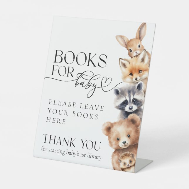 Signe De Table Woodland Animaux Baby showers modernes Livres (Recto)